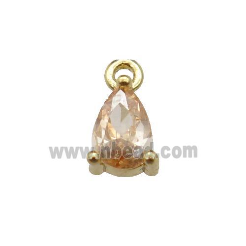 copper teardrop pendant pave gold zircon, gold plated