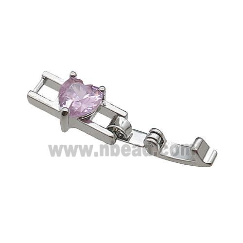 copper clasp pave pink zircon, platinum plated