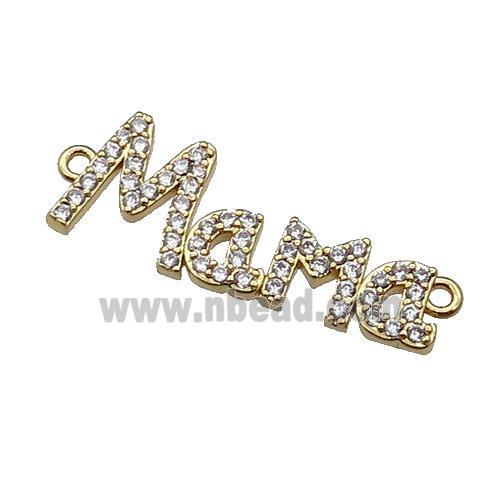 copper MaMa connector pave zircon, gold plated