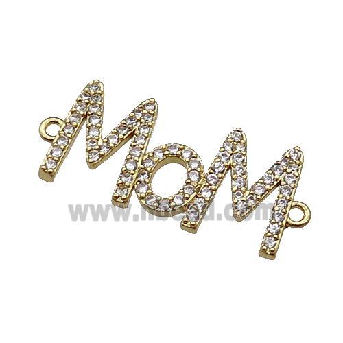 copper MOM connector pave zircon, gold plated
