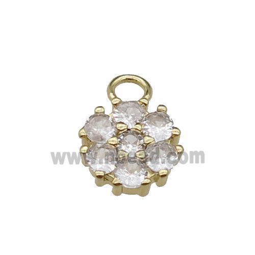 copper flower pendant pave zircon, gold plated