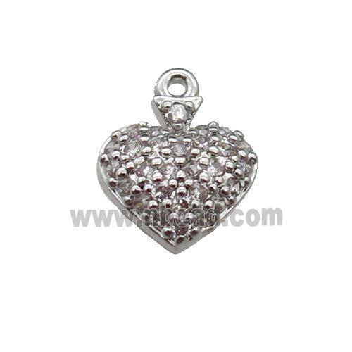 copper Heart pendant pave zircon, platinum plated