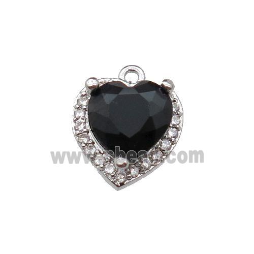 copper Heart pendant pave zircon, black, platinum plated