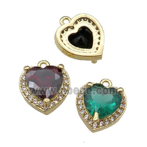 mix copper Heart pendant pave zircon, gold plated