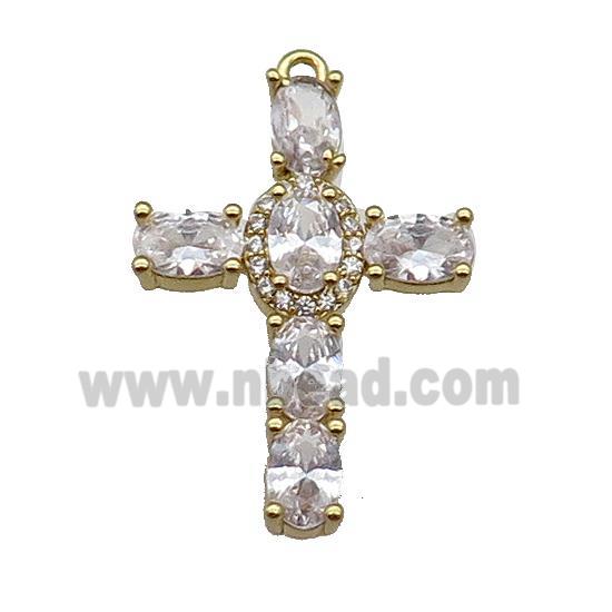 copper Cross pendant pave zircon, gold plated