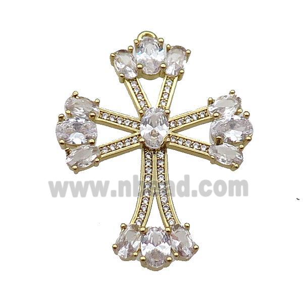 copper Cross pendant pave zircon, gold plated