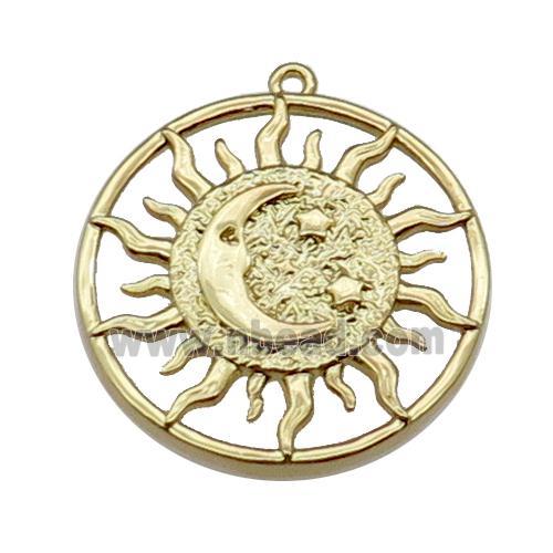 copper Sun moon pendant, gold plated