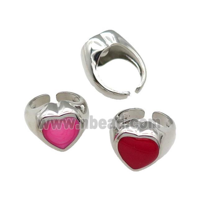 mix copper Heart Ring enamel platinum plated