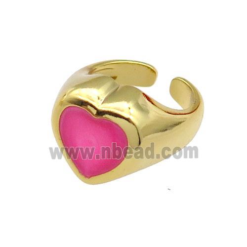 copper Heart Ring hotpink enamel gold plated