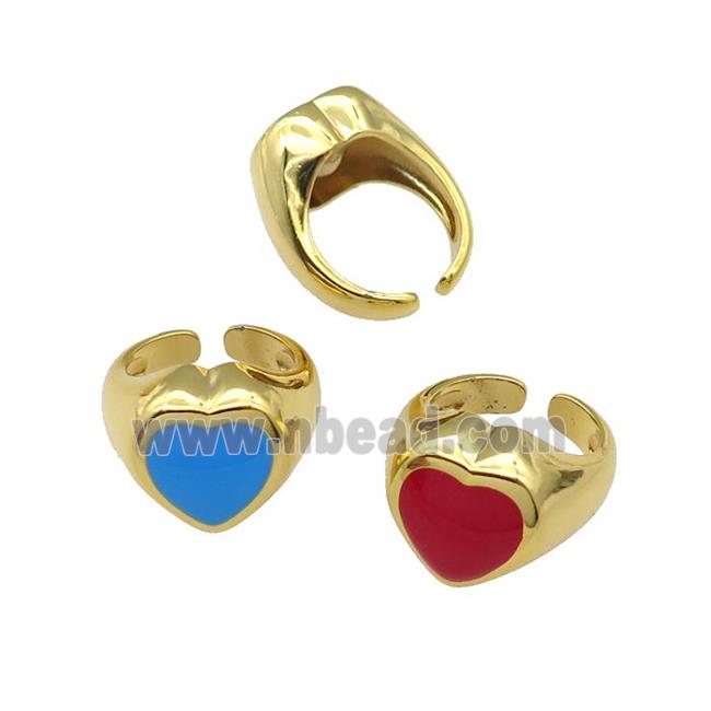 mix copper Heart Ring enamel gold plated