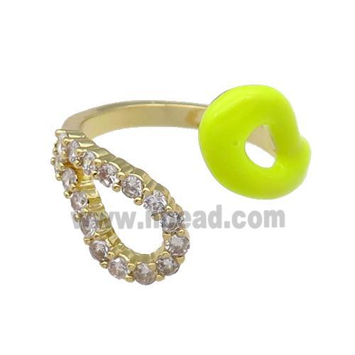 copper Ring pave zircon with yellow enamle gold plated