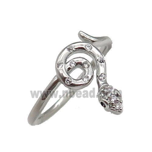 copper Snake Ring pave zircon platinum plated