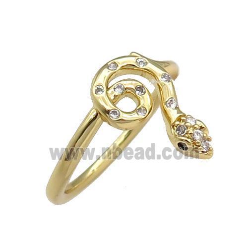 copper Snake Ring pave zircon gold plated