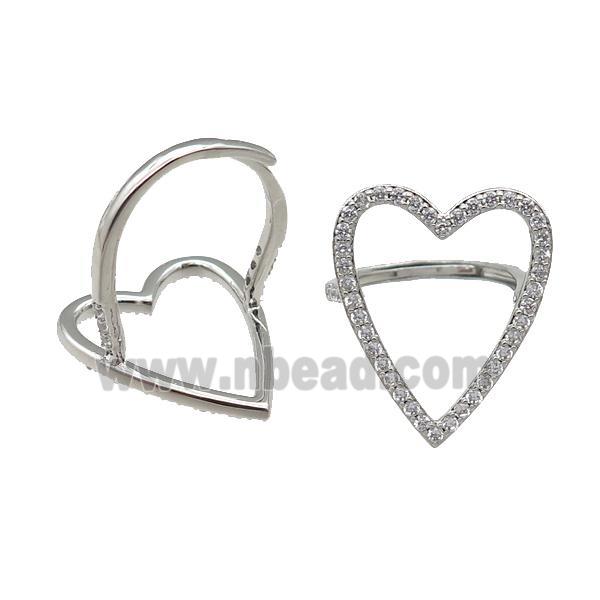 copper Heart Ring pave zircon adjustable platinum plated