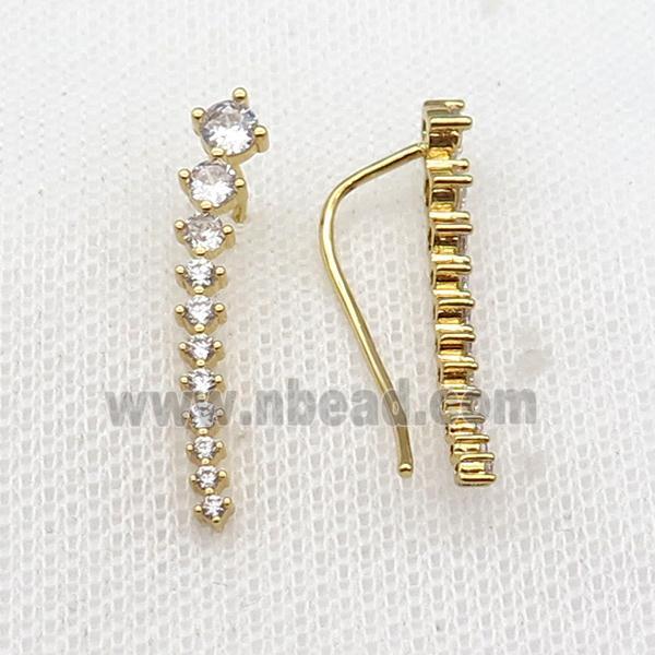 copper Hook Earring pave zircon gold plated