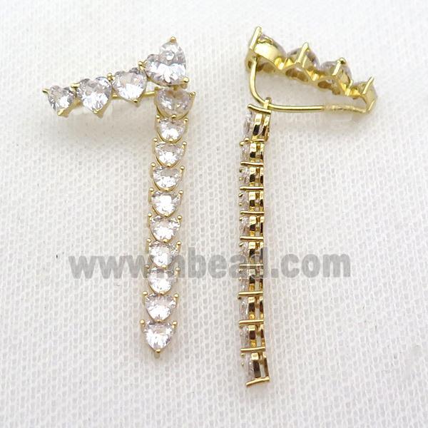 copper Hook Earring pave zircon gold plated