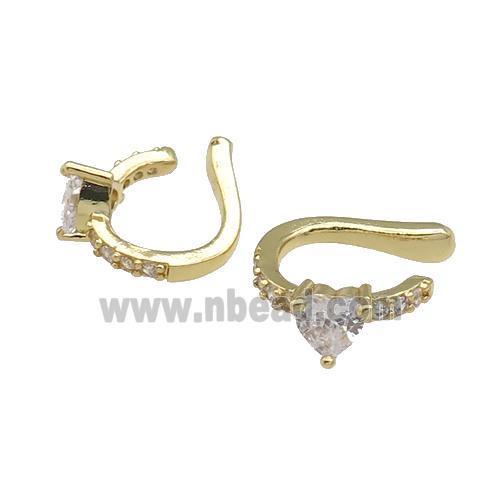 copper Clip Earring pave zircon gold plated