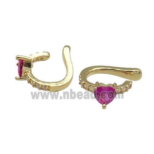 copper Clip Earring pave zircon hotpink gold plated