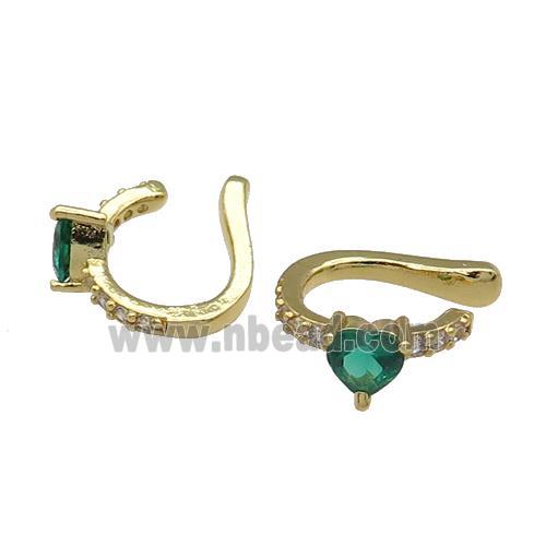 copper Clip Earring pave zircon green gold plated
