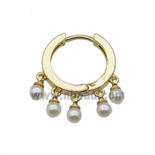 copper Hoop Earring with pearlized shell gold plated