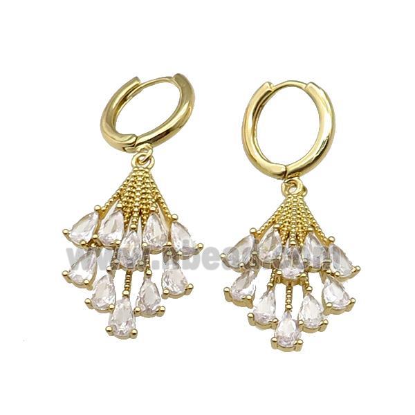 copper Hoop Earring pave zircon peacocktail gold plated