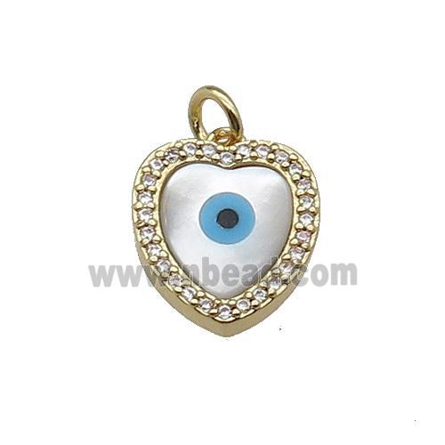 copper heart pendant pave zircon Evil Eye gold plated