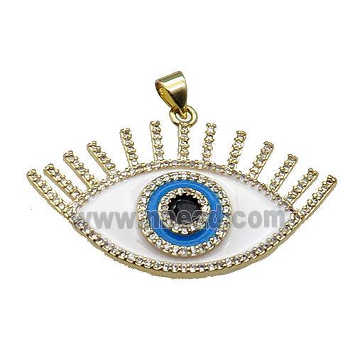 copper Eye pendant pave zircon white enamel gold plated