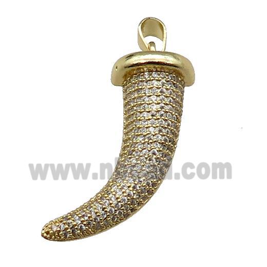 copper Horn pendant pave zircon gold plated