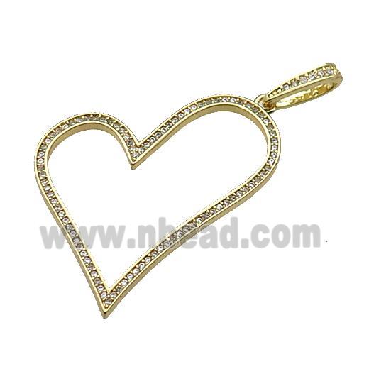 copper Heart pendant pave zircon gold plated