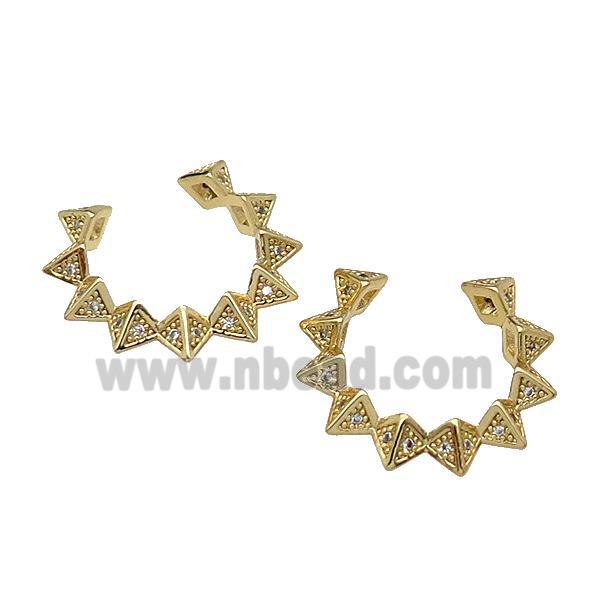 copper clip earring pave zircon gold plated