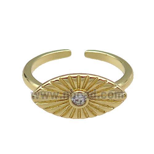 copper Eye Ring pave zircon gold plated