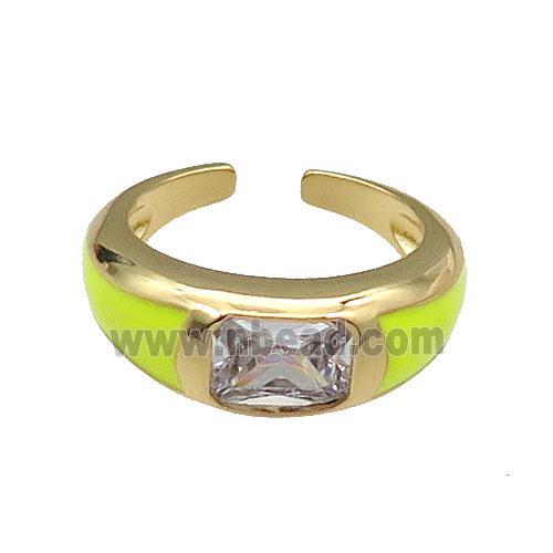copper Ring with yellow enamel gold plated
