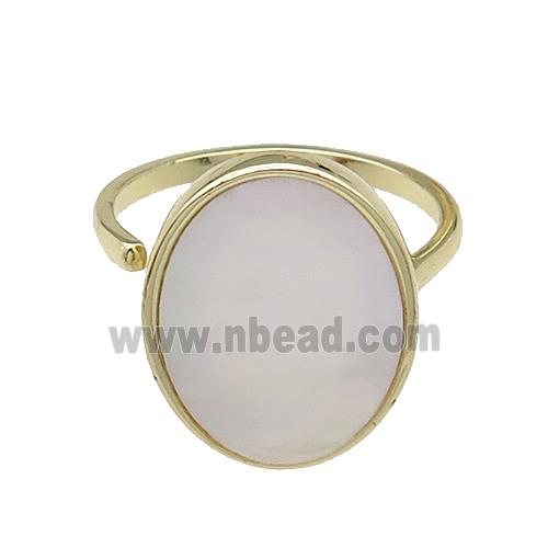 copper Ring pave oval shell gold plated