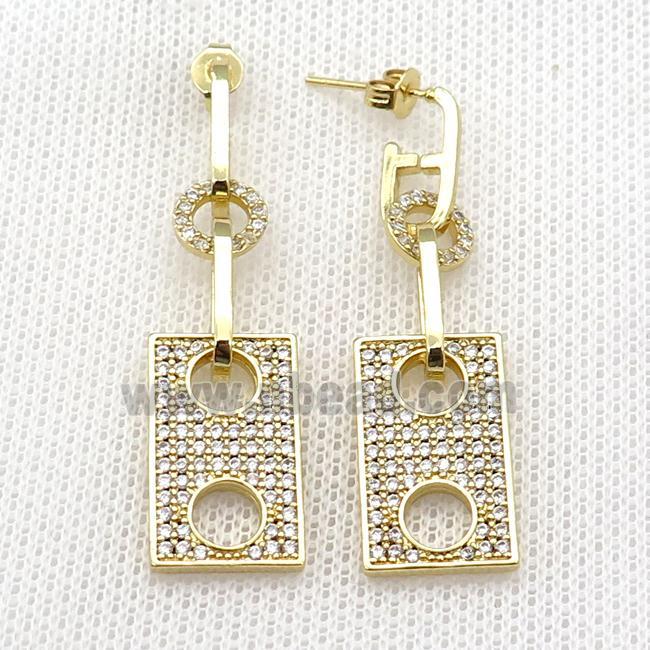 copper Stud Earring pave zircon eye gold plated