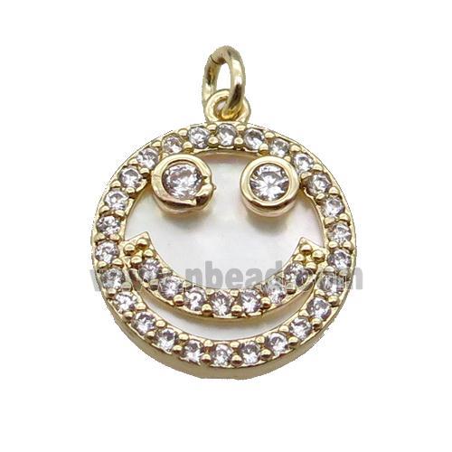 copper circle pendant pave zircon shell Emoji gold plated