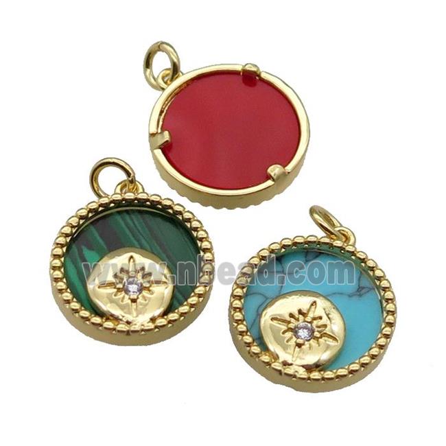 mix copper circle pendant pave zircon gemstone Northstar gold plated