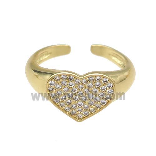 copper Ring pave zircon Heart gold plated