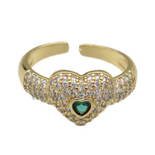 copper Ring pave zircon Heart gold plated