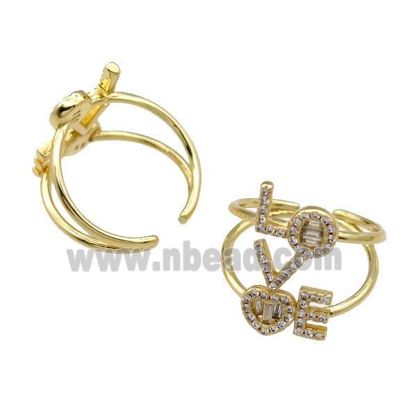 copper Ring pave zircon LOVE gold plated