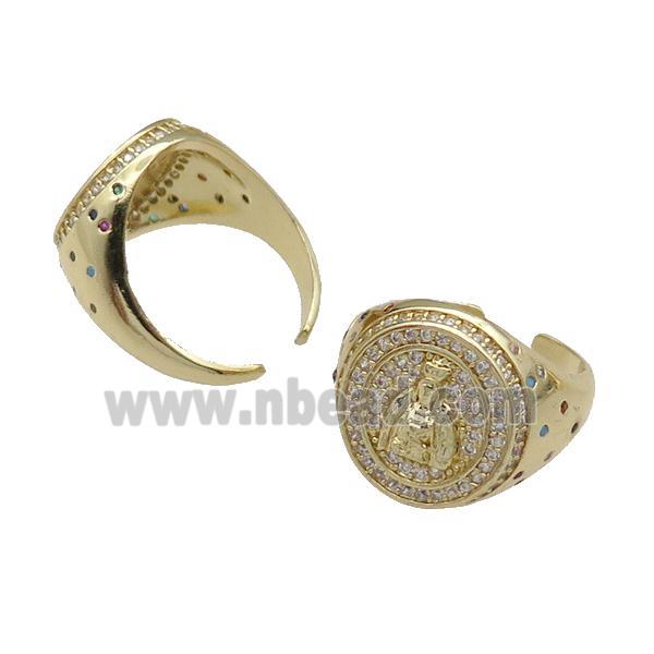 copper Ring pave zircon King gold plated