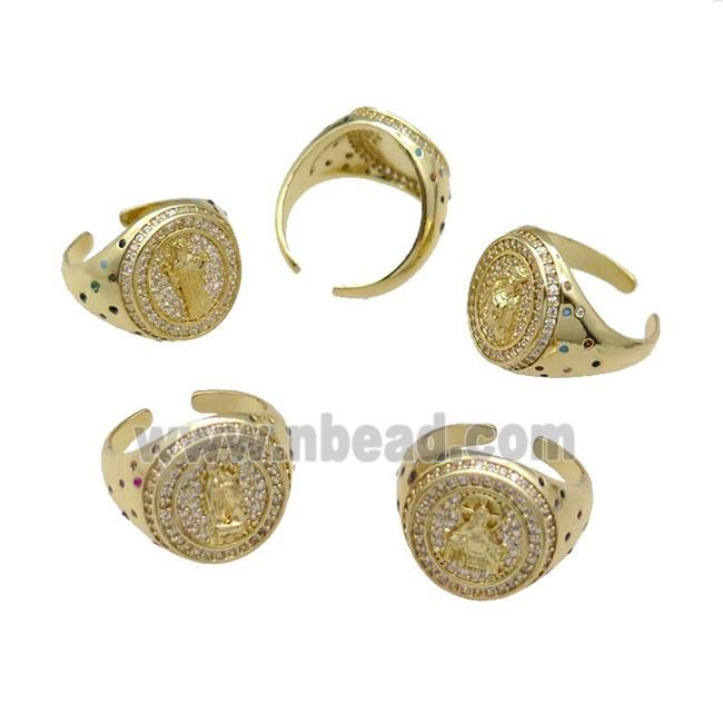 mix copper Ring pave zircon gold plated