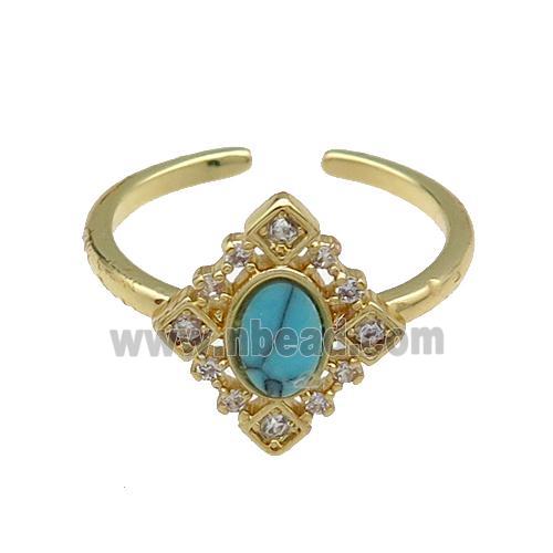 mix copper Ring pave zircon turquoise oval gold plated