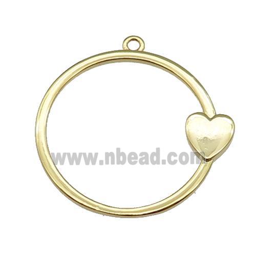 copper circle pendant heart gold plated