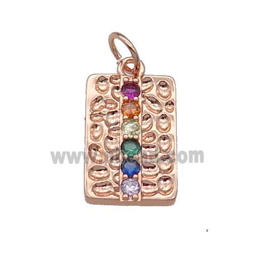 copper Rectangle pendant pave zircon rose gold