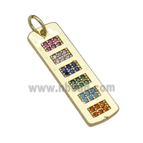 copper Rectangle pendant pave zircon gold plated