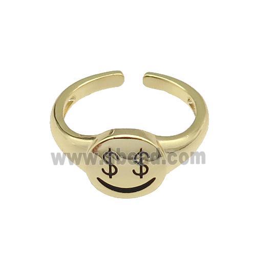copper Ring with dollar symbols gold plated