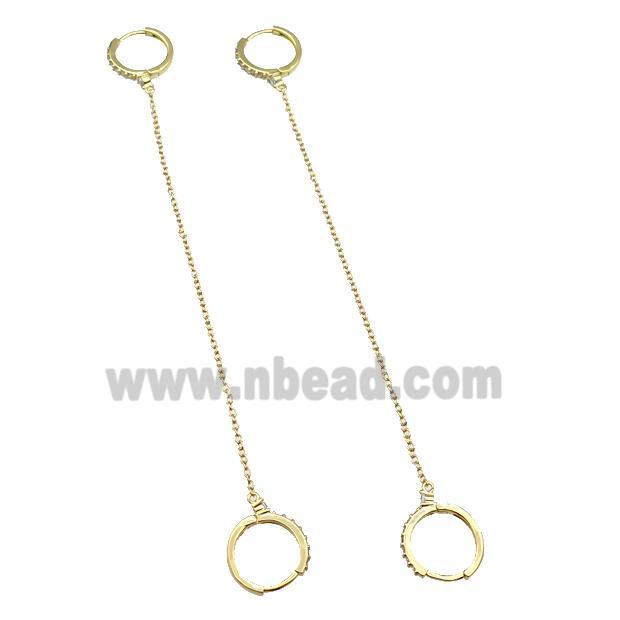 copper Hoop Earring pave zircon wire gold plated