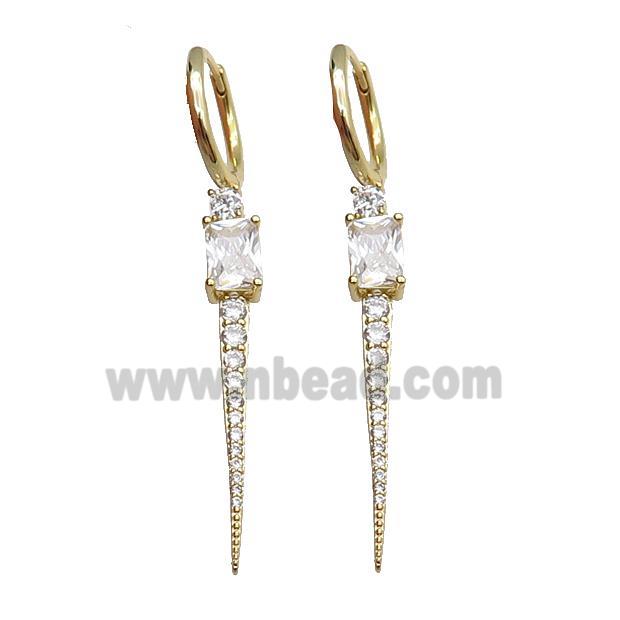 copper Hoop Earring pave zircon gold plated