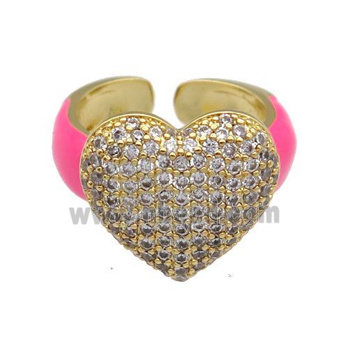 Copper Ring Pave Zircon Hotpink Enamel Gold plated