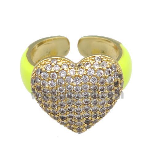 Copper Ring Pave Zircon Yellow Enamel Gold plated